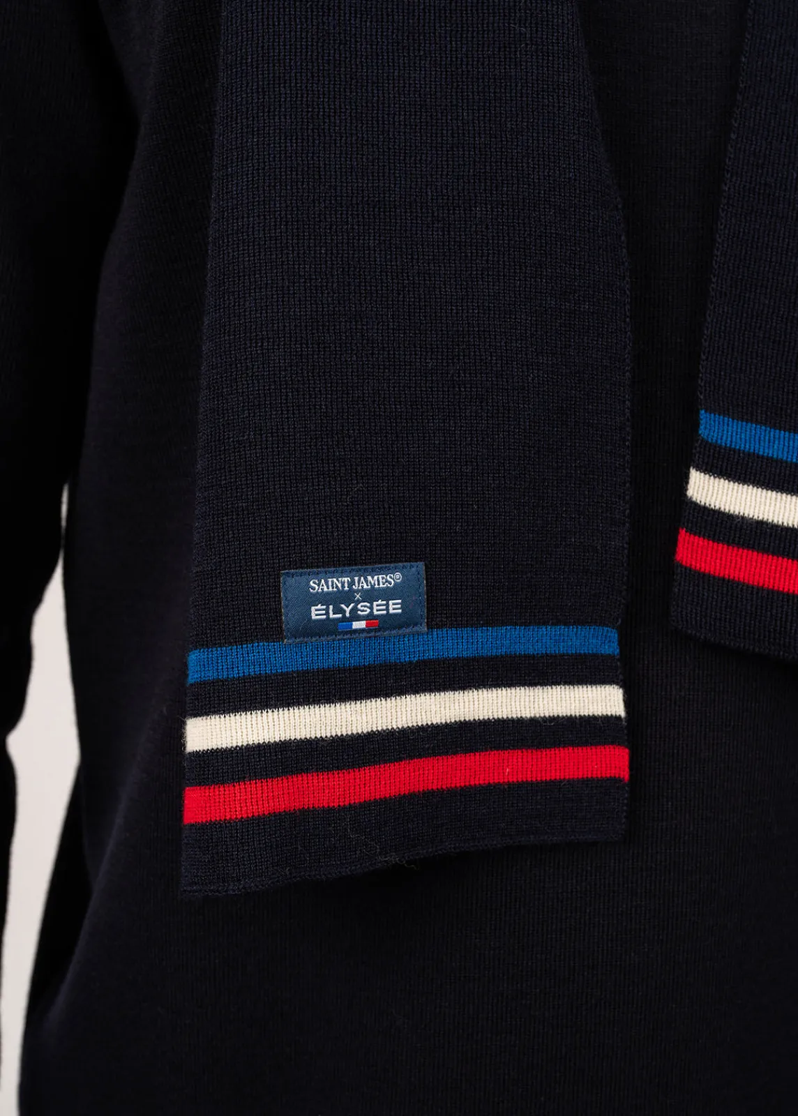 Saint James Scarves*Tricolour wool scarf Marine