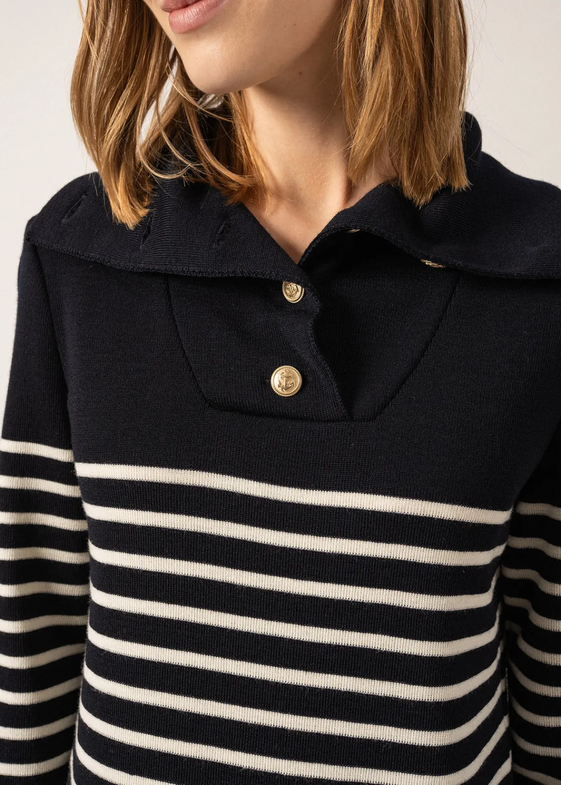 Saint James Dresses & Skirts*Vague Striped Wool Dress Navy/ecume