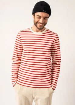 Saint James Sailor Striped Shirts|Sailor Striped Shirts*Valognes Round Neck Breton Shirt Ecru/tulipe