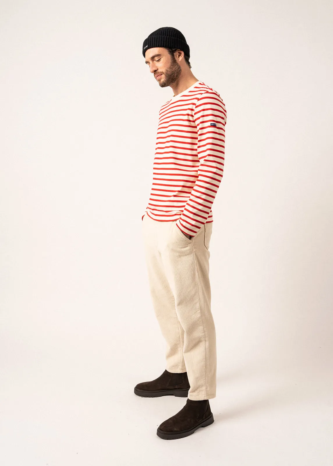 Saint James Sailor Striped Shirts|Sailor Striped Shirts*Valognes Round Neck Breton Shirt Ecru/tulipe