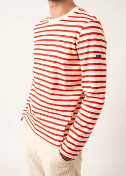 Saint James Sailor Striped Shirts|Sailor Striped Shirts*Valognes Round Neck Breton Shirt Ecru/tulipe
