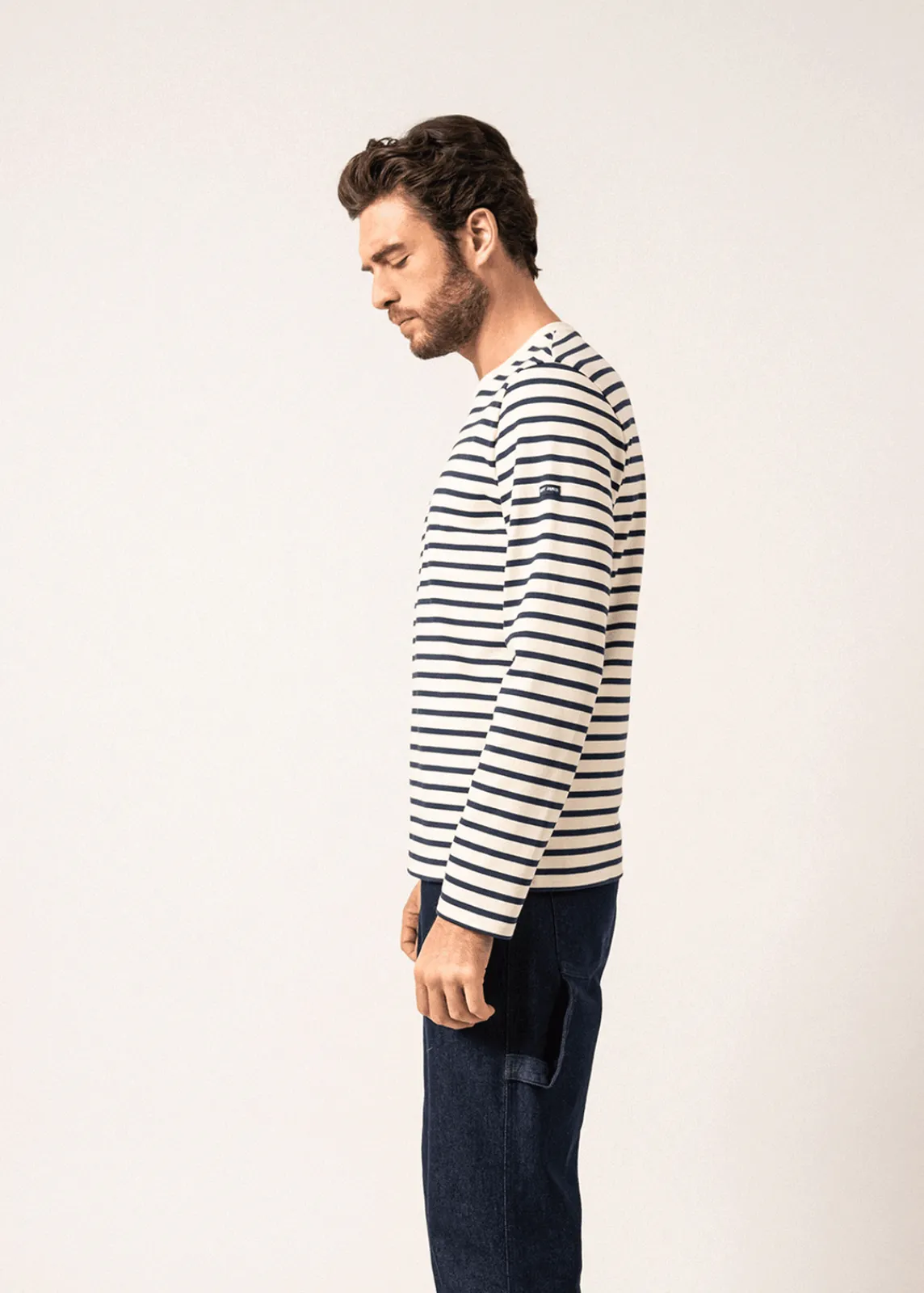 Saint James Sailor Striped Shirts|Sailor Striped Shirts*Valognes Round Neck Breton Shirt Ecru/marine