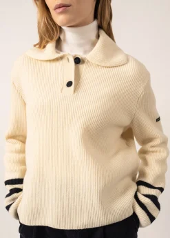 Saint James Jumpers, Cardigans, Jackets*Vanoise Sailor-inspired High Neck Jumper Ecume/navy