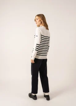 Saint James Sailor Jumpers|Sailor Jumpers*Verdon Striped Sailor-inspired Jumper Blanc/navy/vert