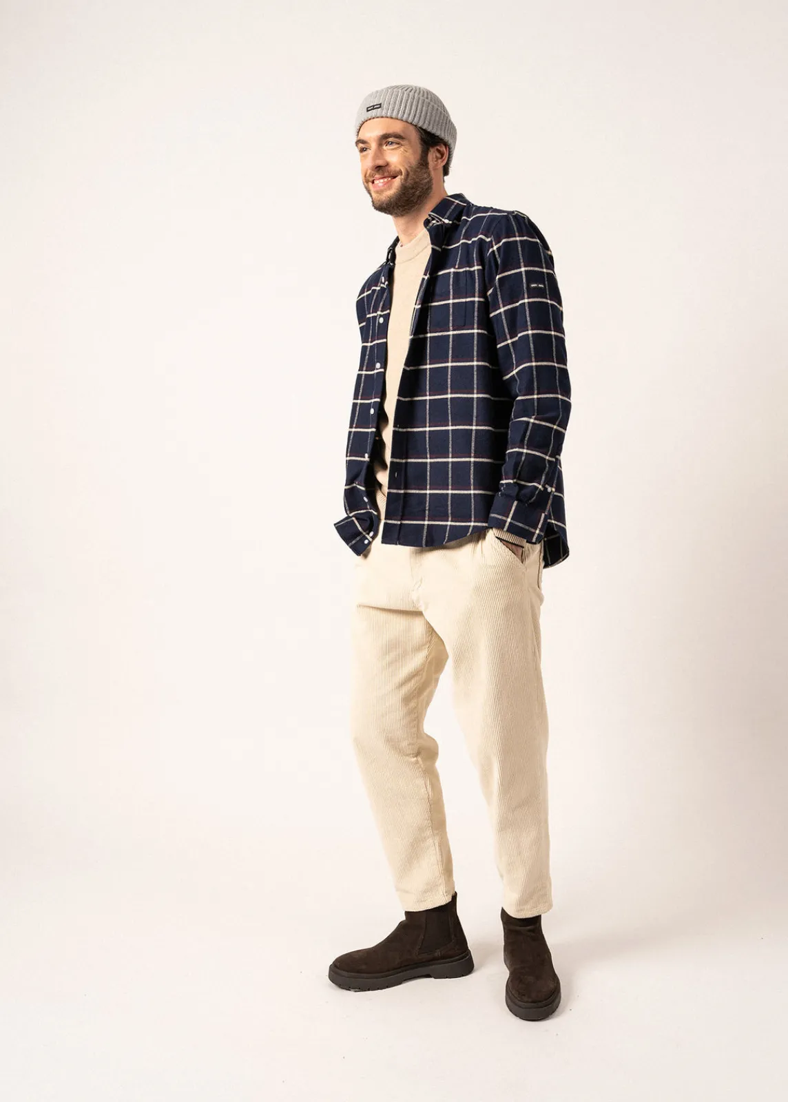 Saint James Shirts*Vicente Checked Shirt Navy/prune