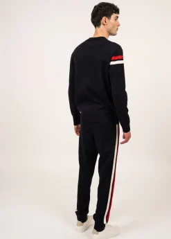 Saint James Trousers & Shorts*Viking wool pants with contrasting stripes Navy/ecume/tulipe