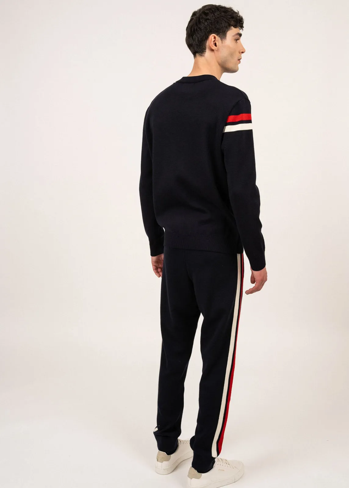 Saint James Trousers & Shorts*Viking wool pants with contrasting stripes Navy/ecume/tulipe