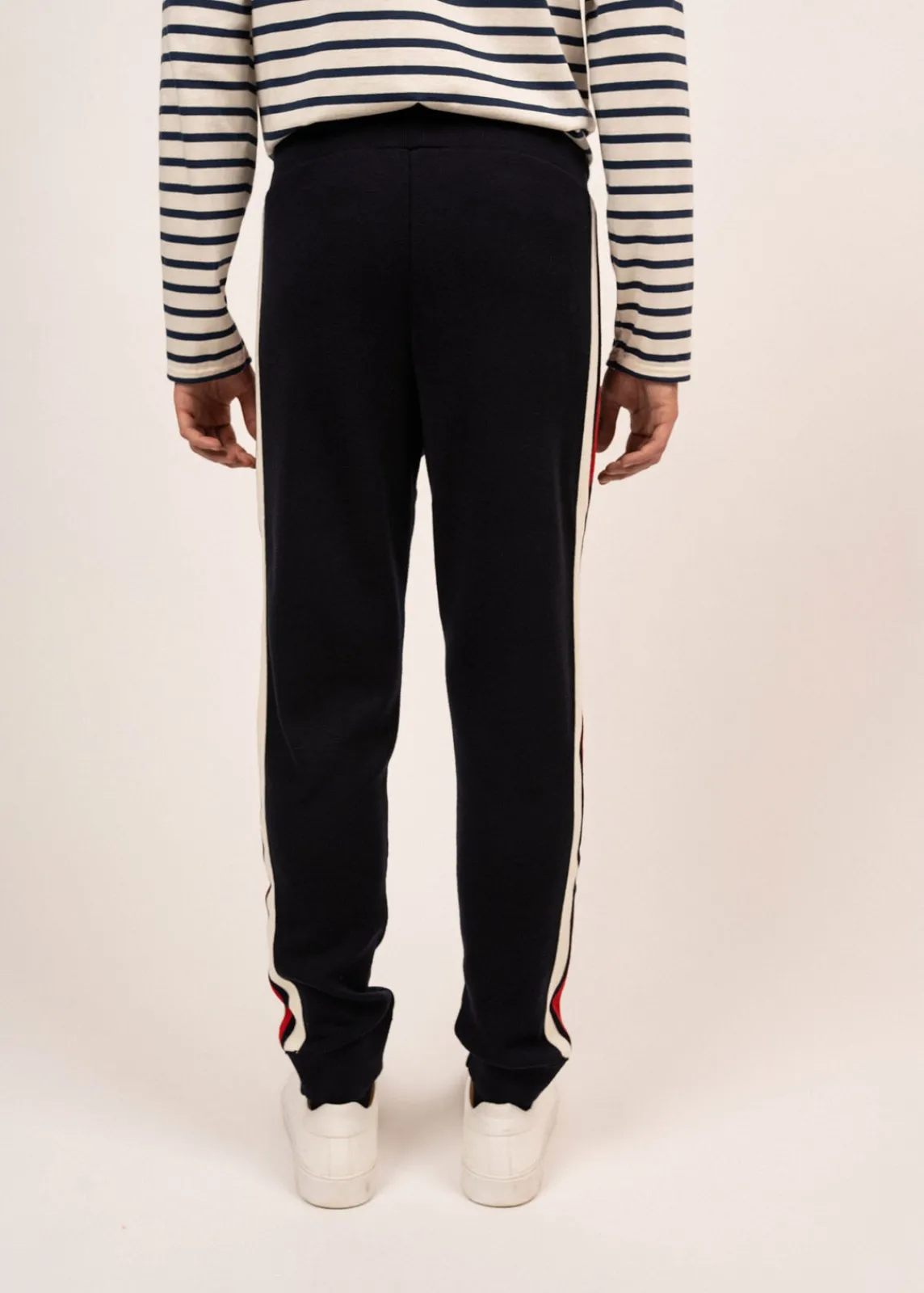 Saint James Trousers & Shorts*Viking wool pants with contrasting stripes Navy/ecume/tulipe