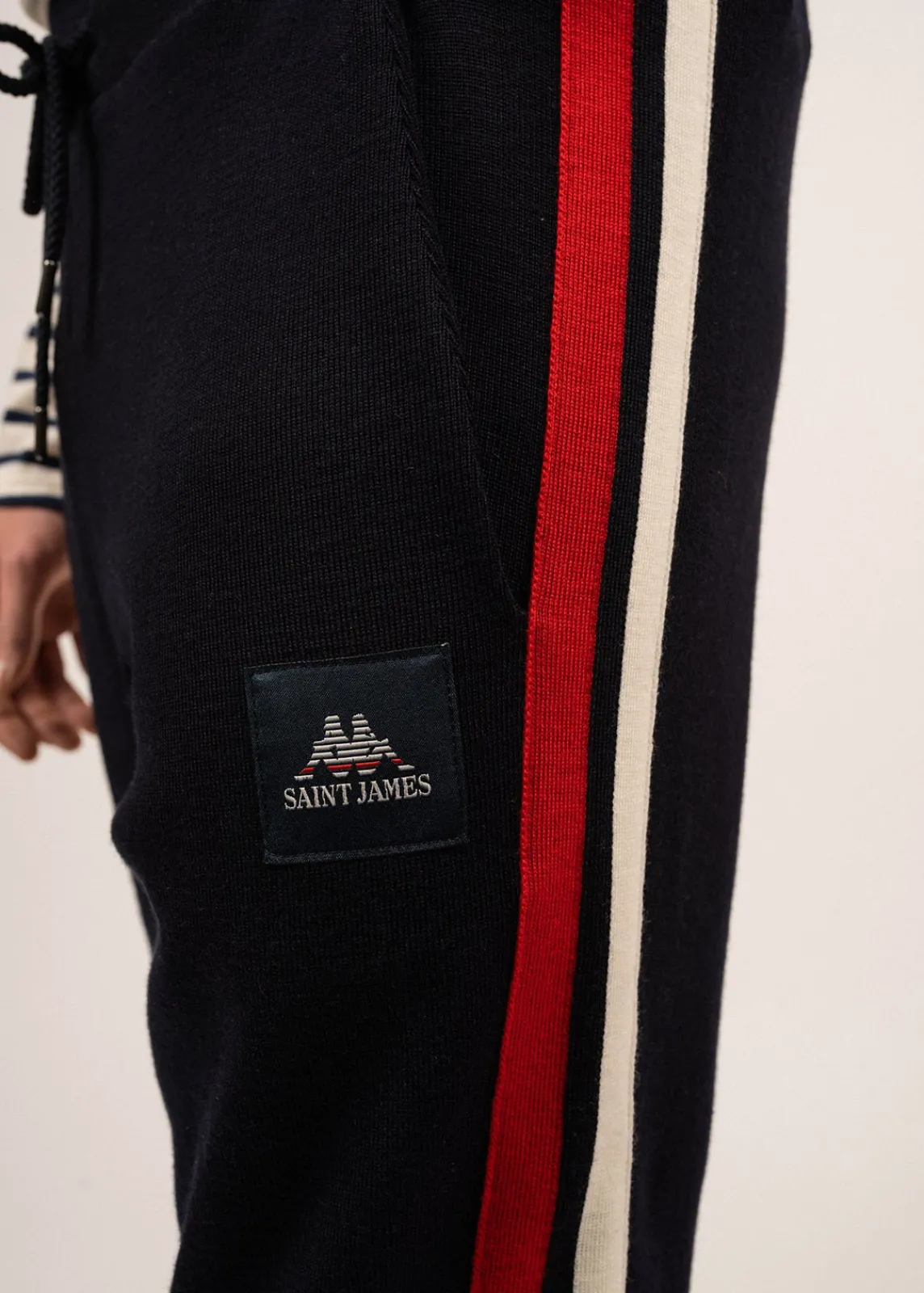 Saint James Trousers & Shorts*Viking wool pants with contrasting stripes Navy/ecume/tulipe