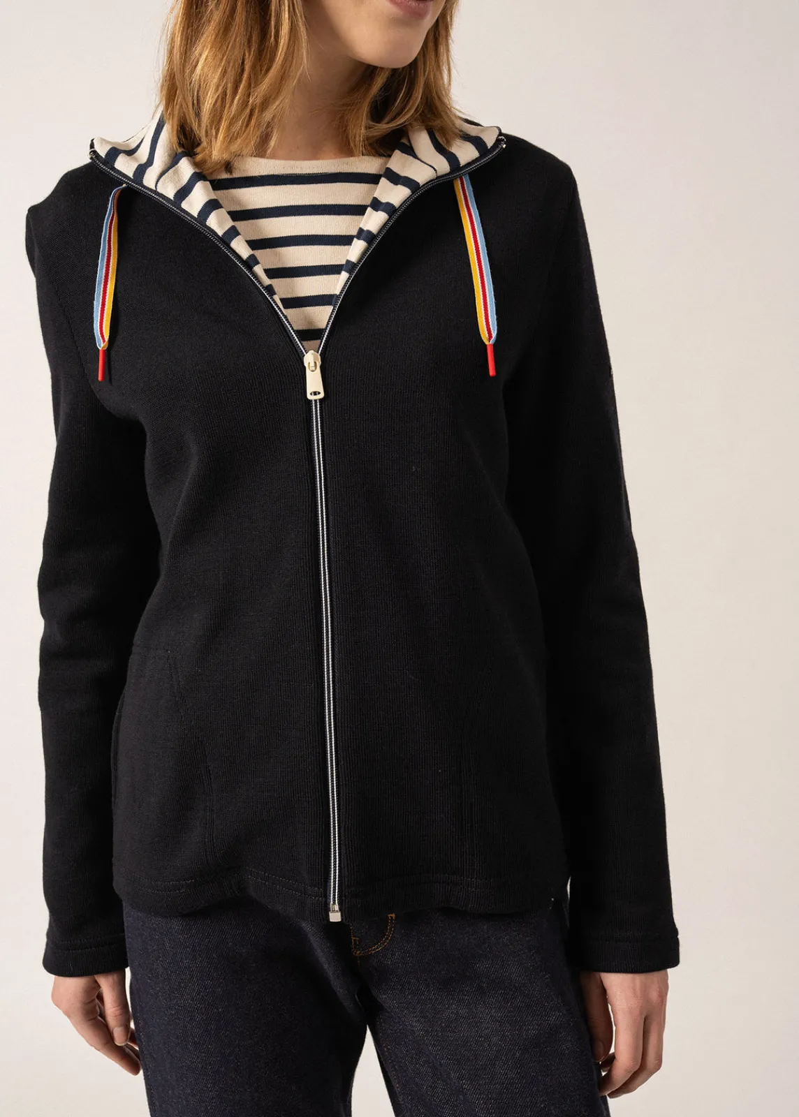 Saint James Jumpers, Cardigans, Jackets*Voiron Zip-up Cardigan Navy