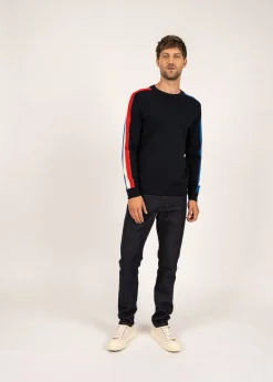 Saint James Jumpers & Cardigans*Wool raglan sleeve jumper Navy/gitane/ecume/tulipe